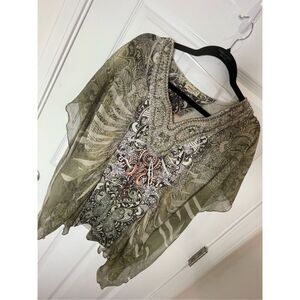 One World women’s blouse green tones size 1X